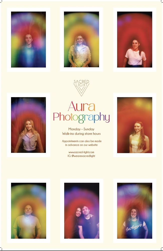 SACRED LIGHT AURA PHOTOGRAPHY/ WALK INS WELCOME DURING STORE HOURS