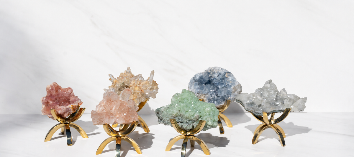 Crystals with Brass Stands
