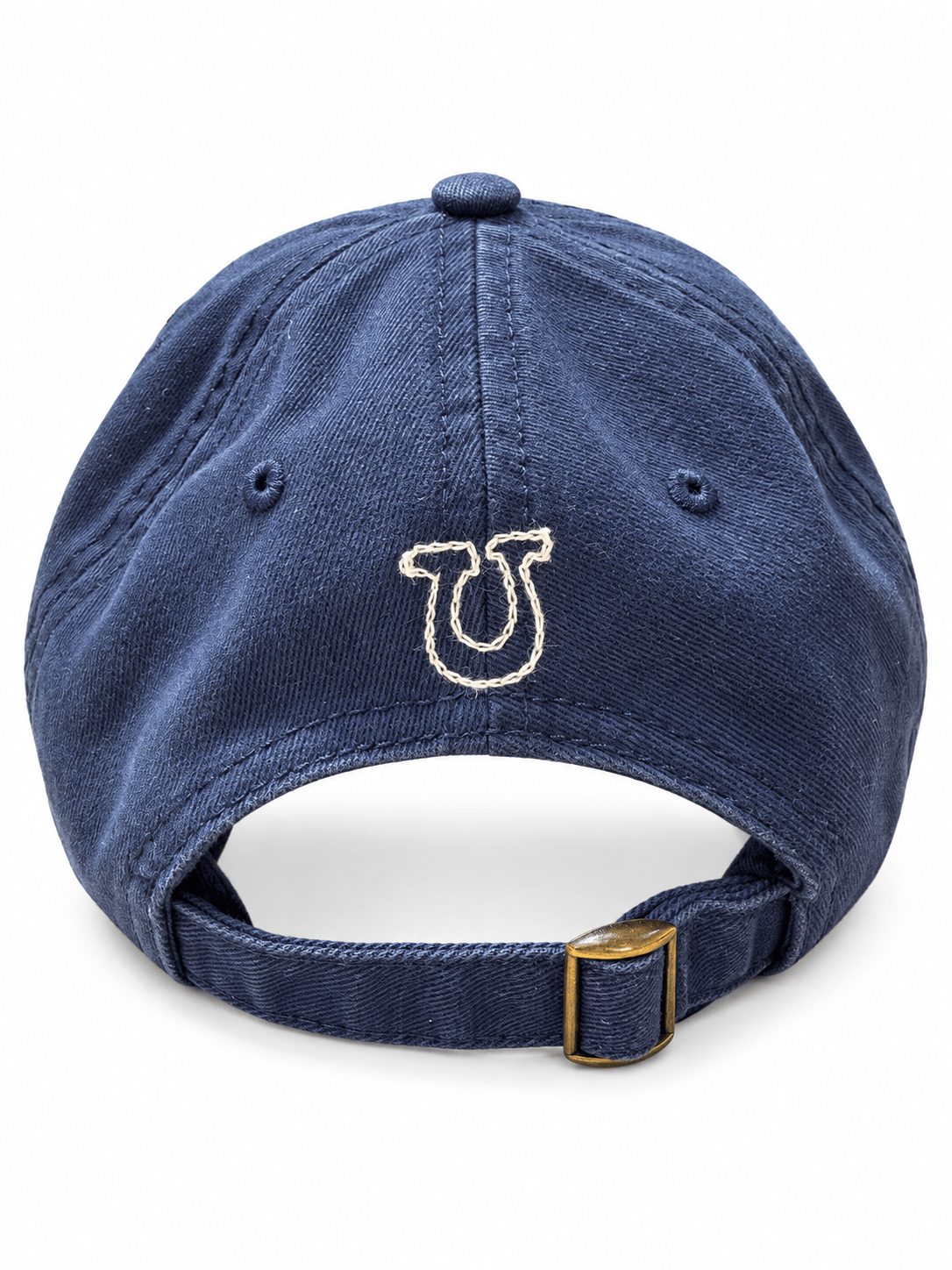 Blue "Lucky" Chainstitch Cap by Sacred Light Soundbaths and Crystals with detailed stitching and casual fit.