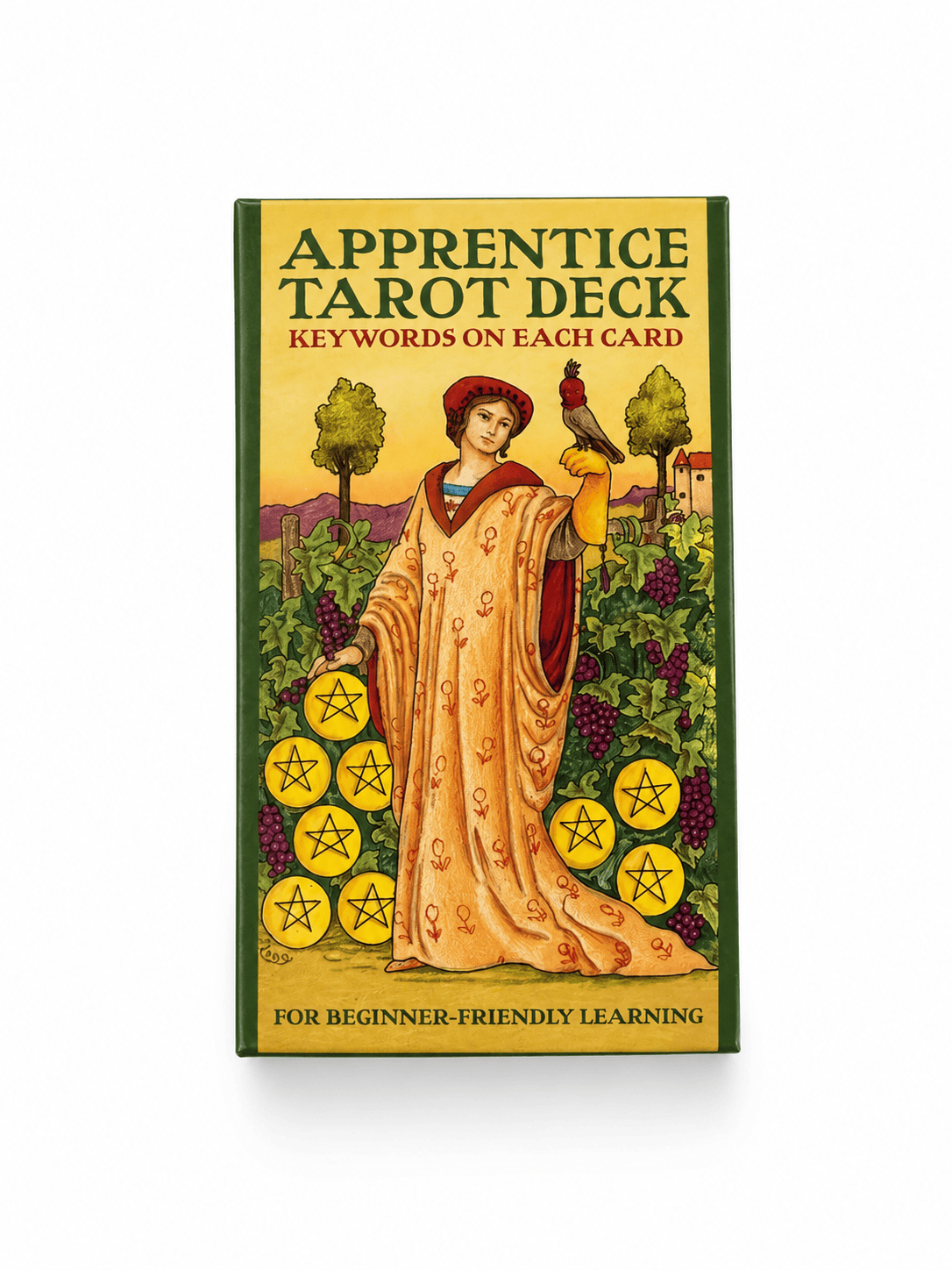 Sacred Light Soundbaths and Crystals Apprentice Tarot Deck with colorful illustrated card spread on a wooden surface
