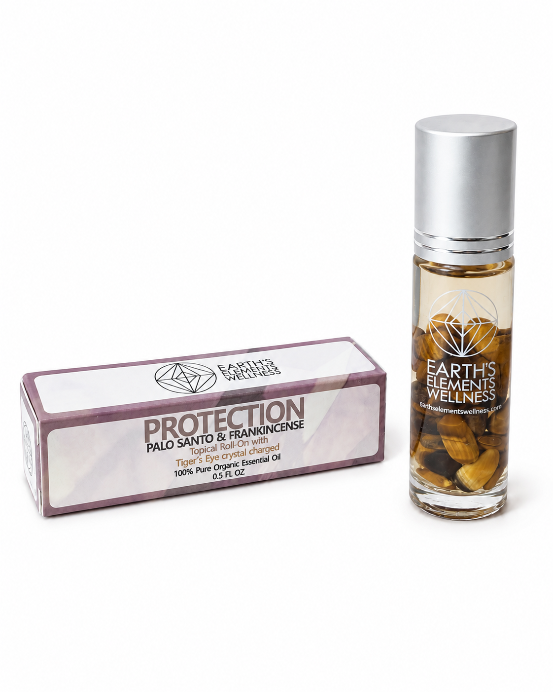 Protection Organic Roll-On Perfume and Tiger's Eye Crystals