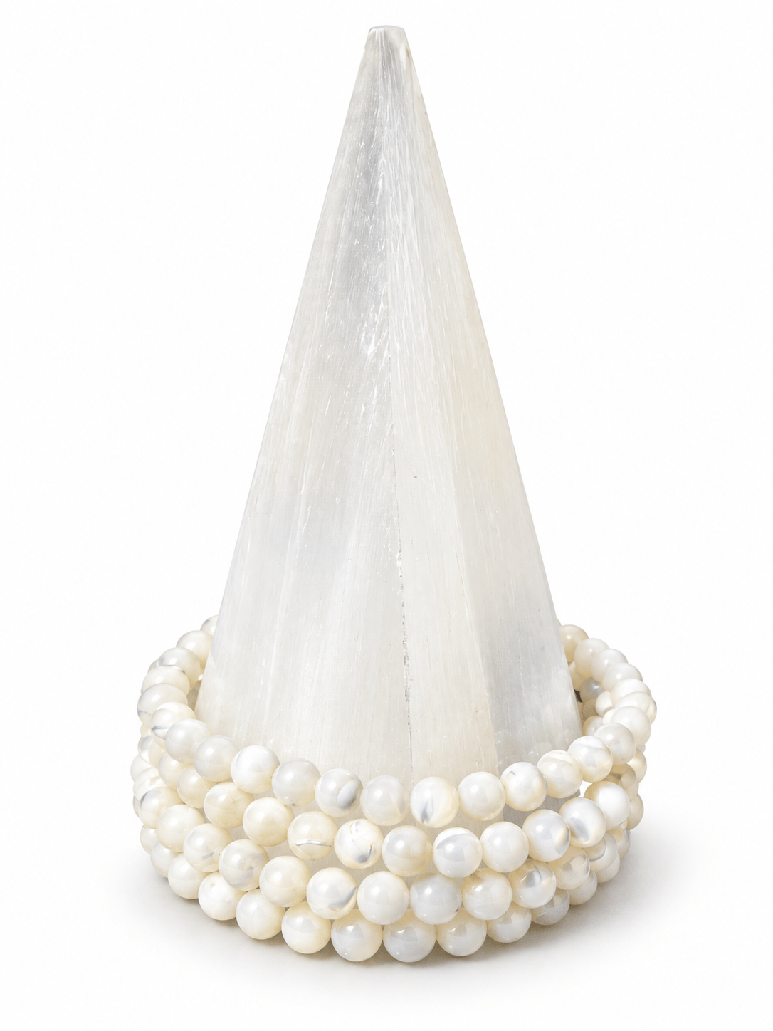 Dainty pearl bracelet with silver clasp from Sacred Light Soundbaths and Crystals, featuring smooth white pearls on a delicate chain.