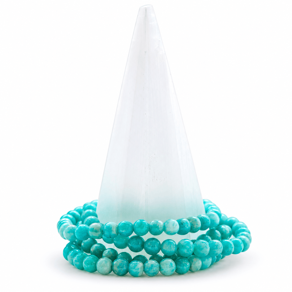 Dainty Grade A medium Amazonite bracelet with polished blue-green stones, crafted by Milk and Honey Jewelry.