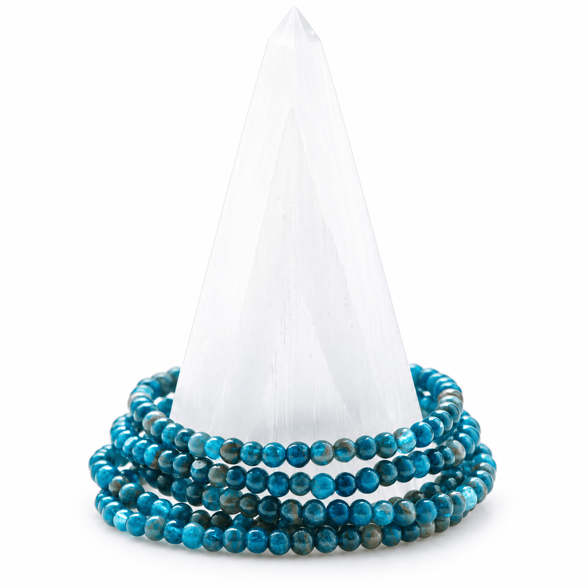 Dainty blue apatite bracelet with small beads, crafted by Milk and Honey, featuring a delicate and elegant design.
