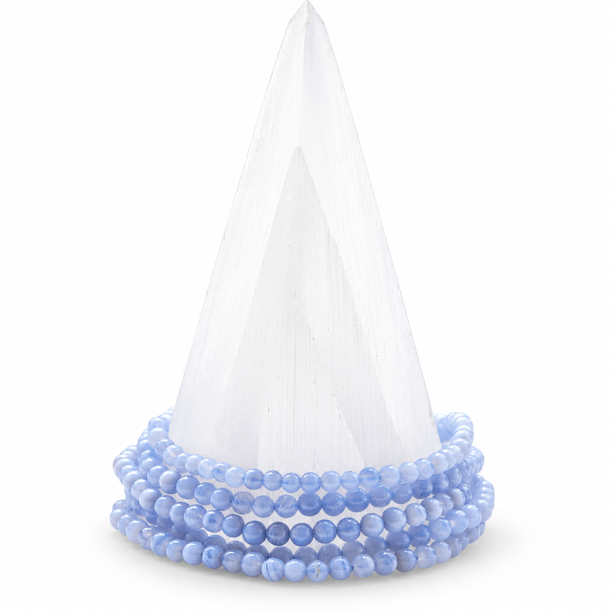 Dainty blue lace agate bracelet with polished beads, featuring a delicate design from Milk and Honey.