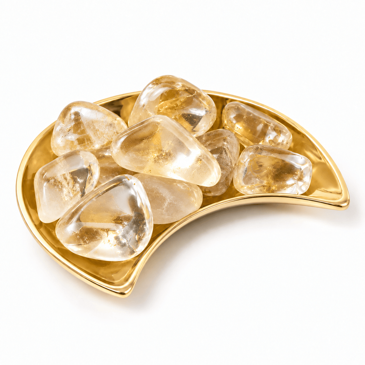 Tumbled citrine stone from Sacred Light Soundbaths and Crystals, showing its warm yellow-orange color and polished surface.