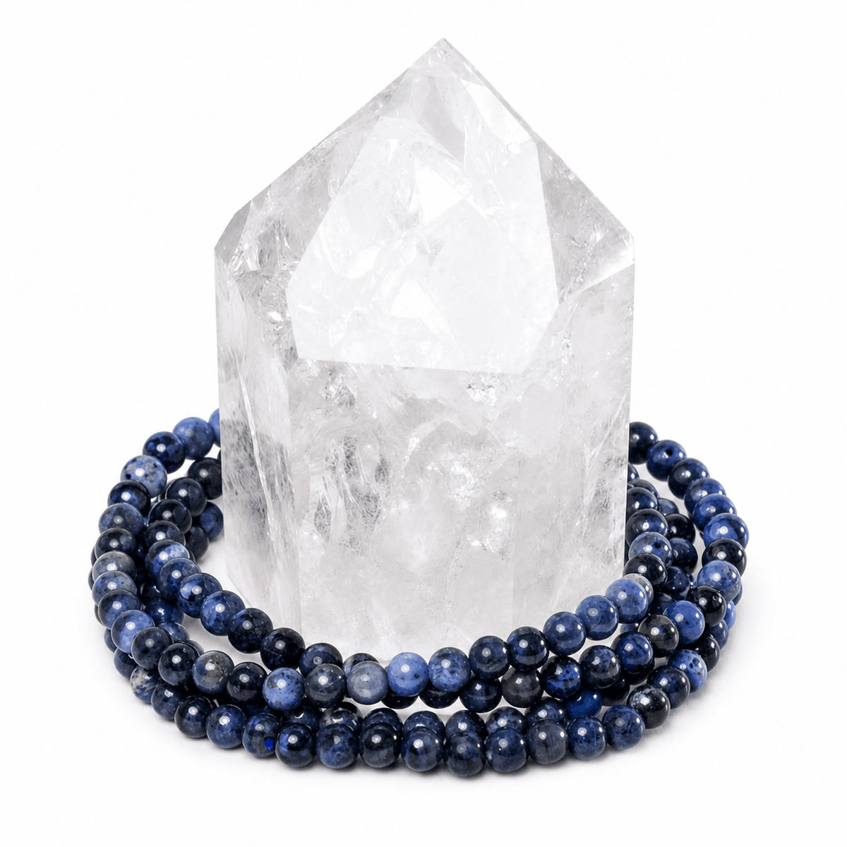 Dumortierite dainty bracelet by Milk and Honey featuring small blue gemstone beads on a delicate silver chain.