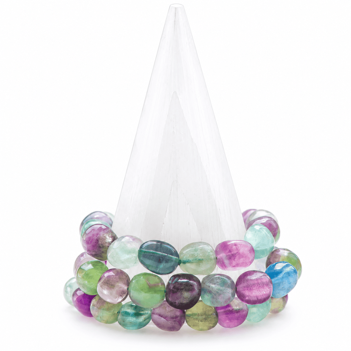 Large fluorite bracelet featuring vibrant, multicolored fluorite stones from Milk and Honey jewelry collection.