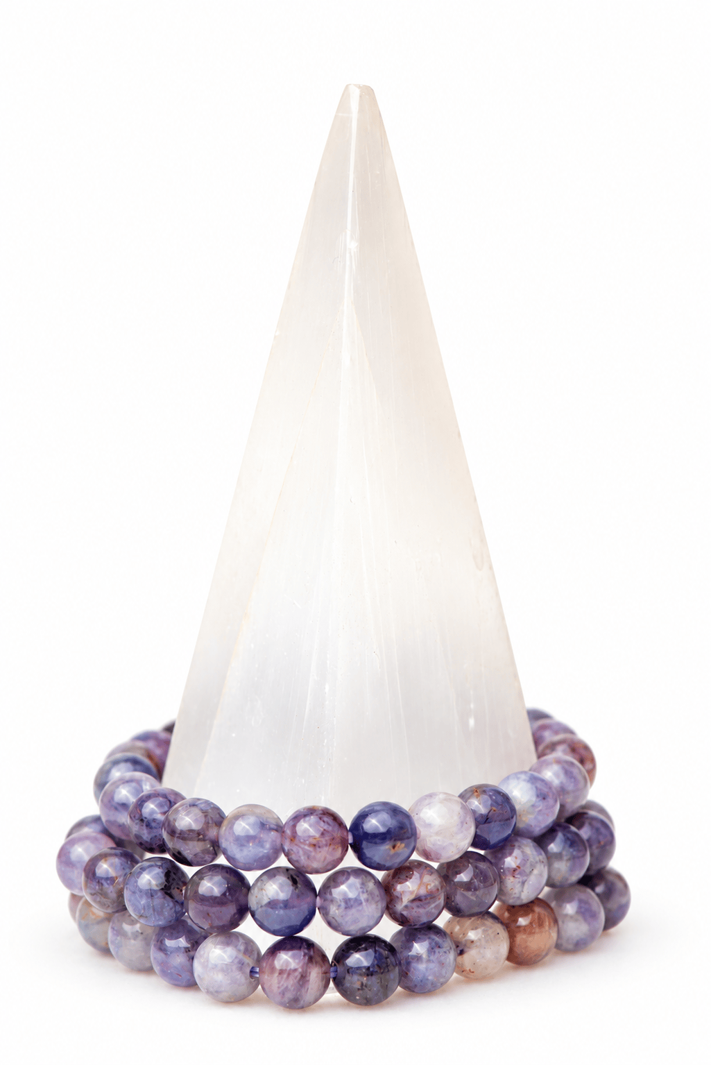 Iolite medium bracelet by Milk and Honey featuring polished blue-purple gemstones on a silver chain.