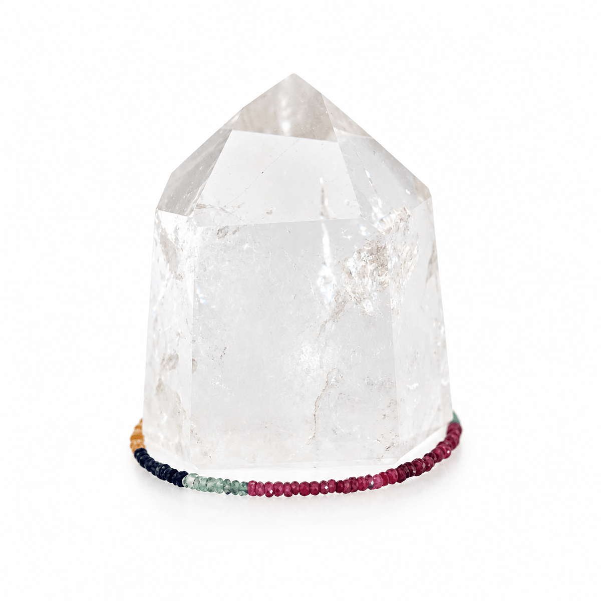 Dainty bracelet featuring Grade AAA multi-faceted sapphires, crafted by Milk and Honey, showcasing sparkling blue gemstones on a delicate chain.
