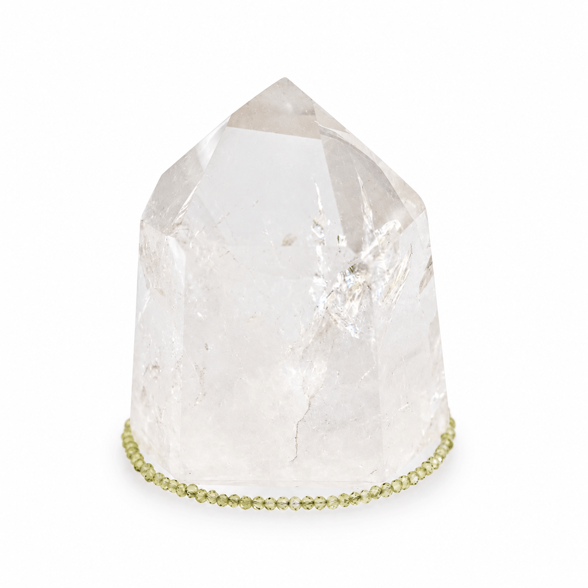 Dainty Grade AAA Prehnite bracelet with polished green gemstone beads, crafted by Milk and Honey Jewelry.