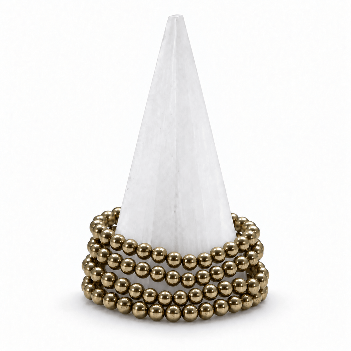 Milk and Honey pyrite bracelet featuring polished gold-colored pyrite stones on a jewelry bracelet.