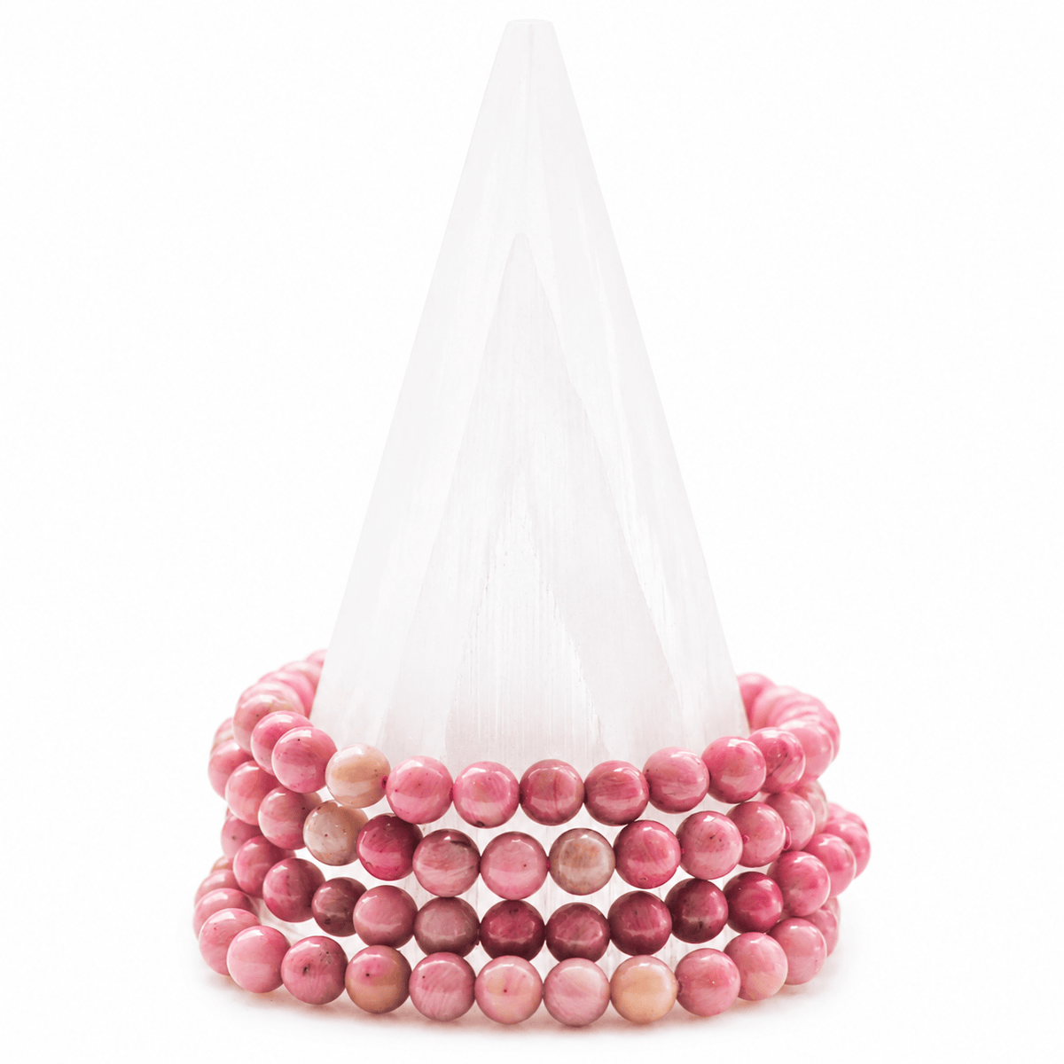 Medium Rhodonite bracelet by Milk and Honey featuring polished pink and black stone beads arranged in a stylish jewelry piece.