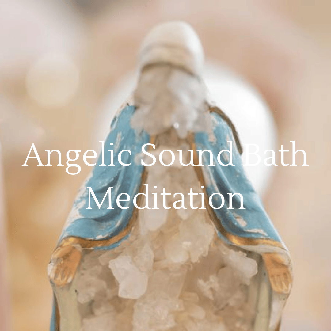 Sacred Light Soundbaths and Crystals angelic sound bath meditation image with peaceful crystals and serene atmosphere.