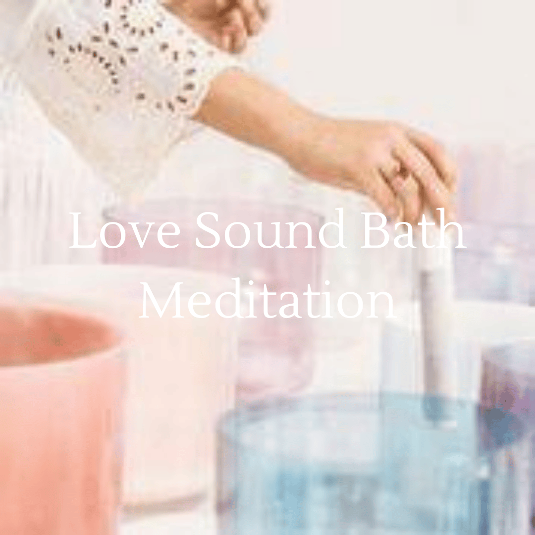 Sacred Light Soundbaths and Crystals love sound bath meditation setup with candles and crystals for relaxation and meditation.