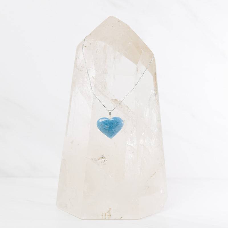Sterling silver trolleite heart necklace from Sacred Light Soundbaths and Crystals, featuring a delicate chain and polished gemstone.