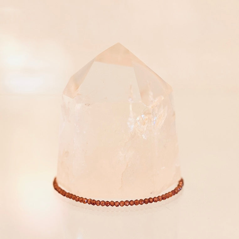 Dainty red garnet bracelet from Milk and Honey jewelry collection, featuring polished gemstone beads on a delicate chain.