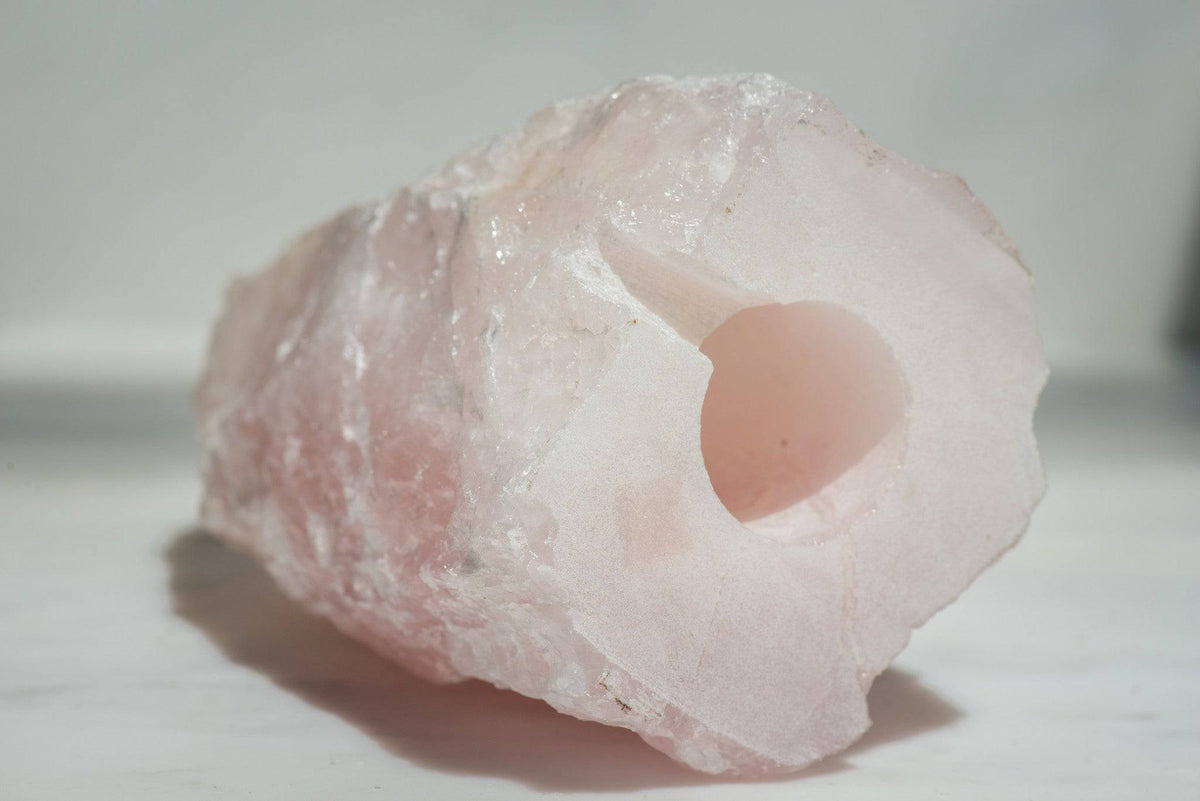 Sacred Light Soundbaths and Crystals rose quartz lamp for home decor, featuring a polished pink quartz crystal with a soft glow.
