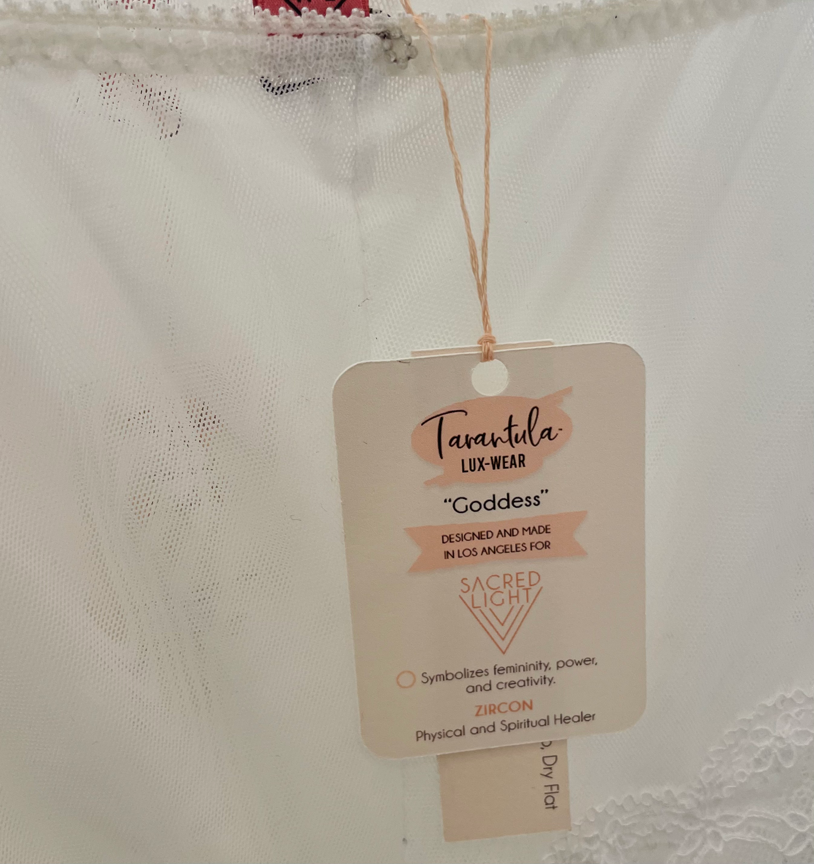 Limited Edition Goddess White Hearts Lace with Zircon Gem Embellishment Underwear by Tarantula for Sacred Light - Sacred Light Soundbaths and Crystals
