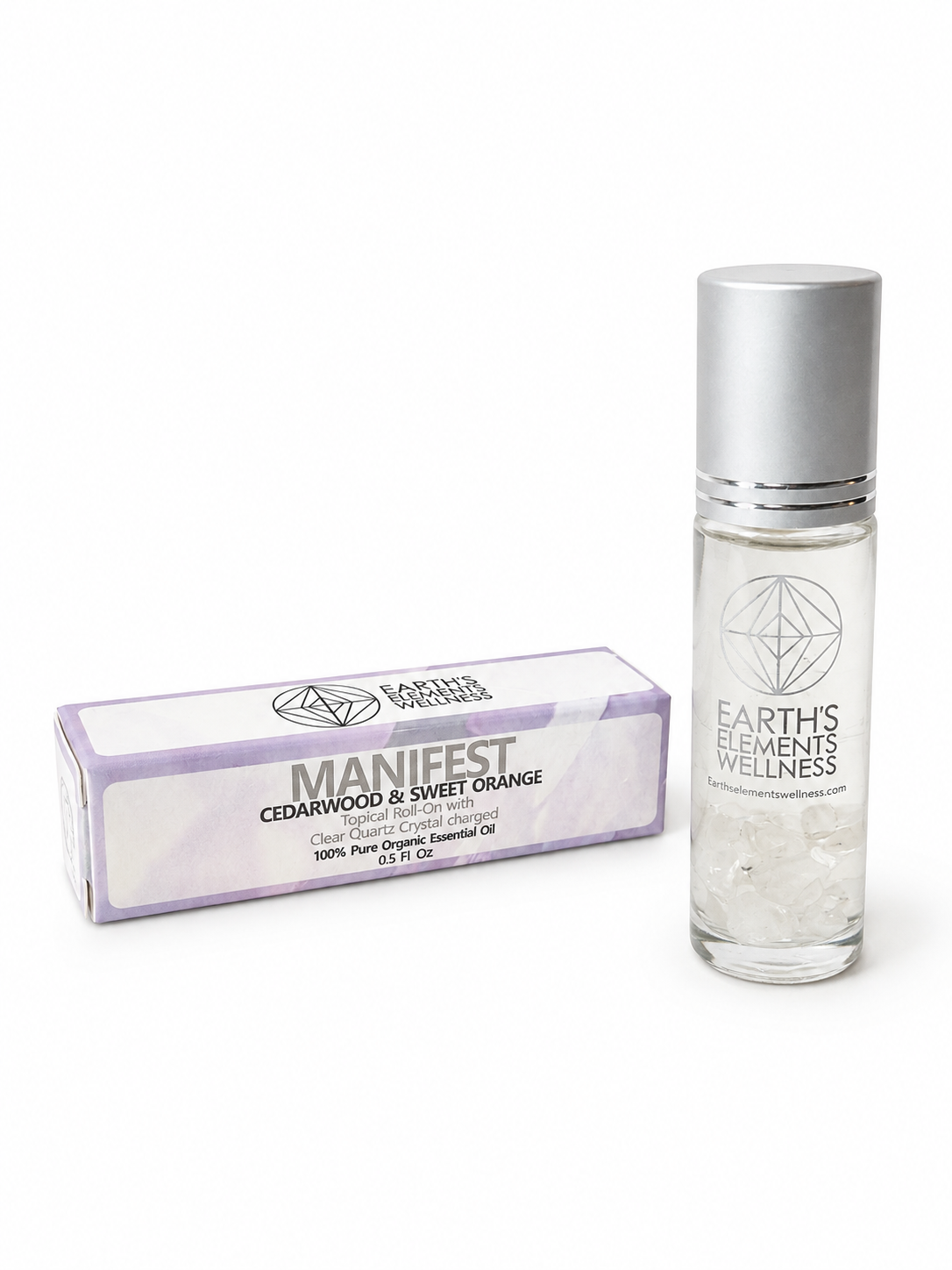 Manifest Organic Roll-On Perfume and Clear Quartz Crystals