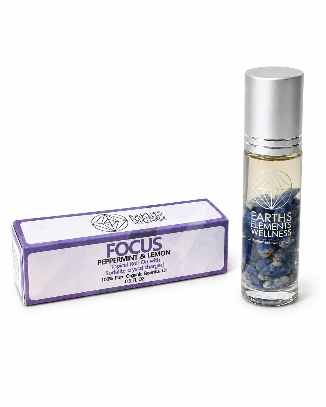 Focus Organic Roll-On Perfume and Sodalite Crystals