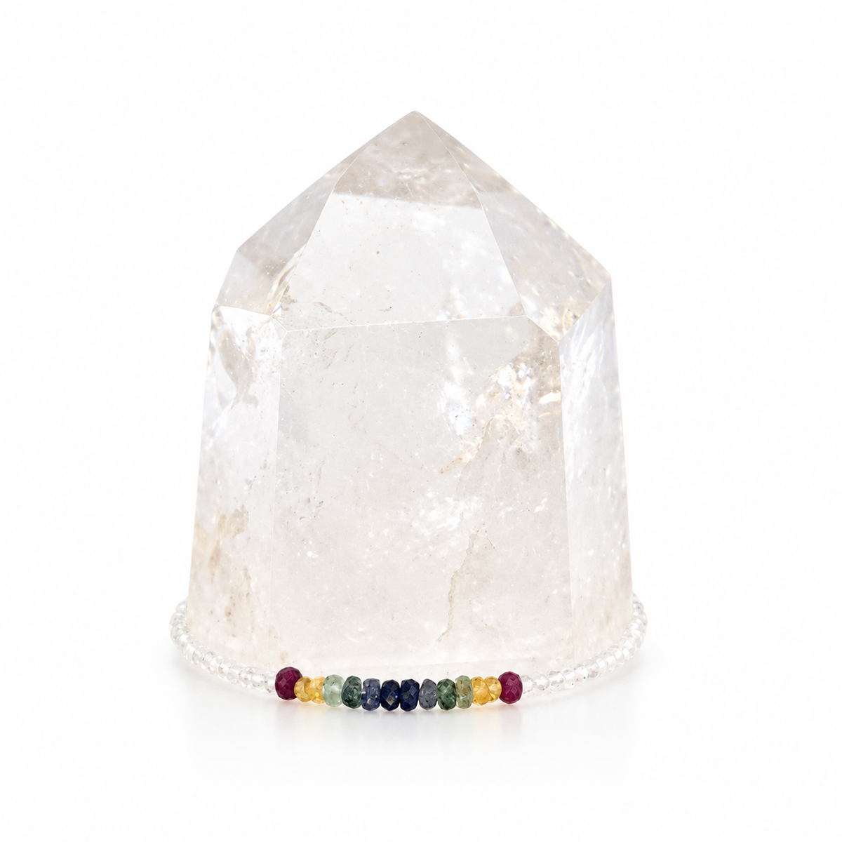 Grade AAA White Topaz with Multi-Faceted Sapphire Dainty Bracelet