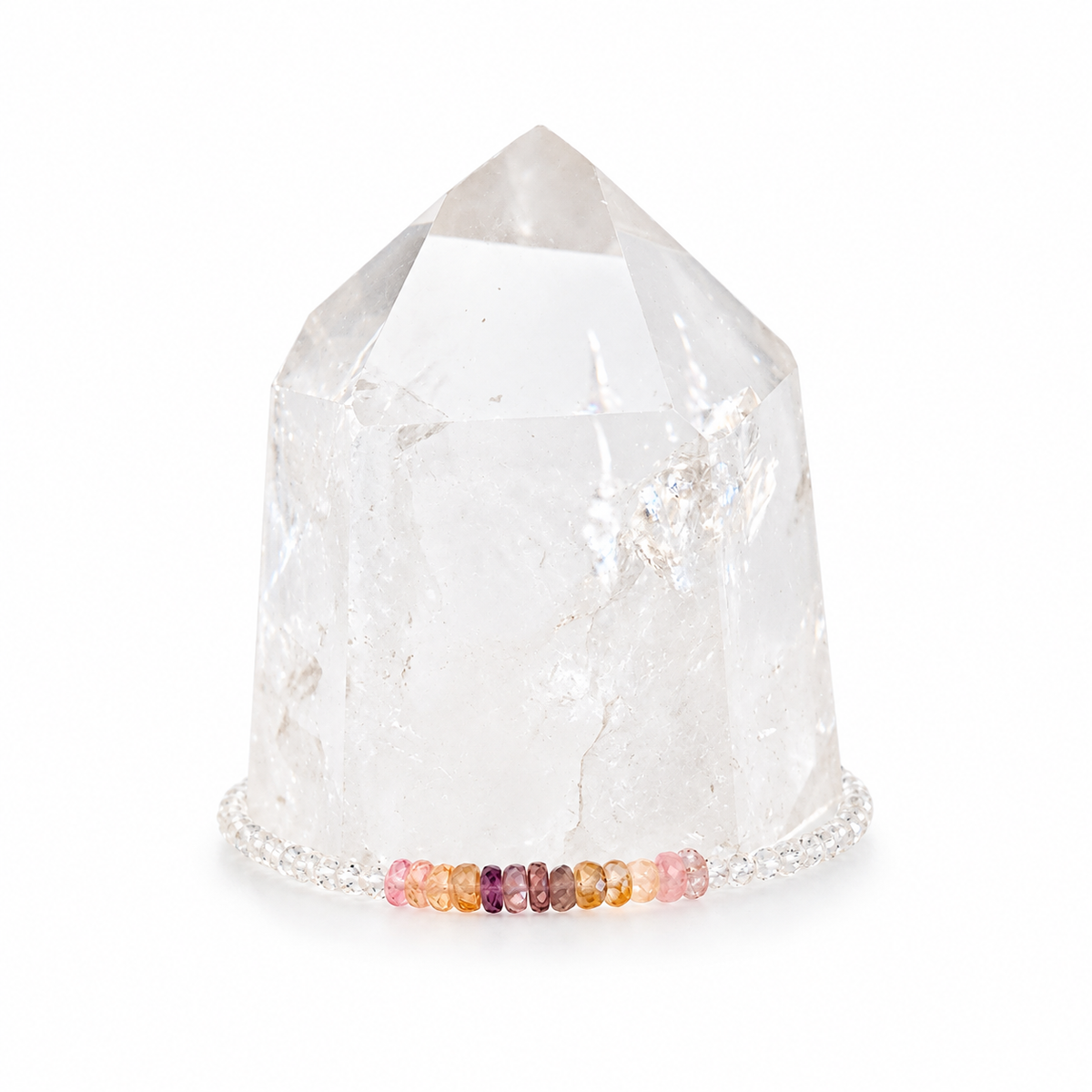 Grade AAA White Topaz with Multi-Faceted Sapphire Rondels Dainty Bracelet