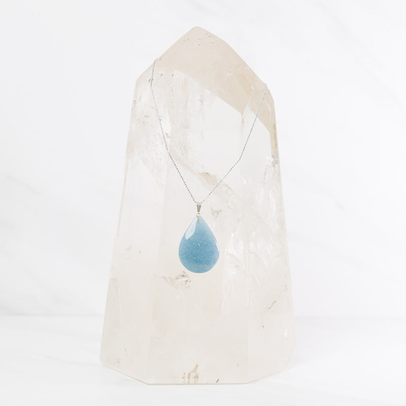 Trolleite teardrop necklace from Sacred Light Soundbaths and Crystals, elegant jewelry featuring a polished Trolleite gemstone pendant.