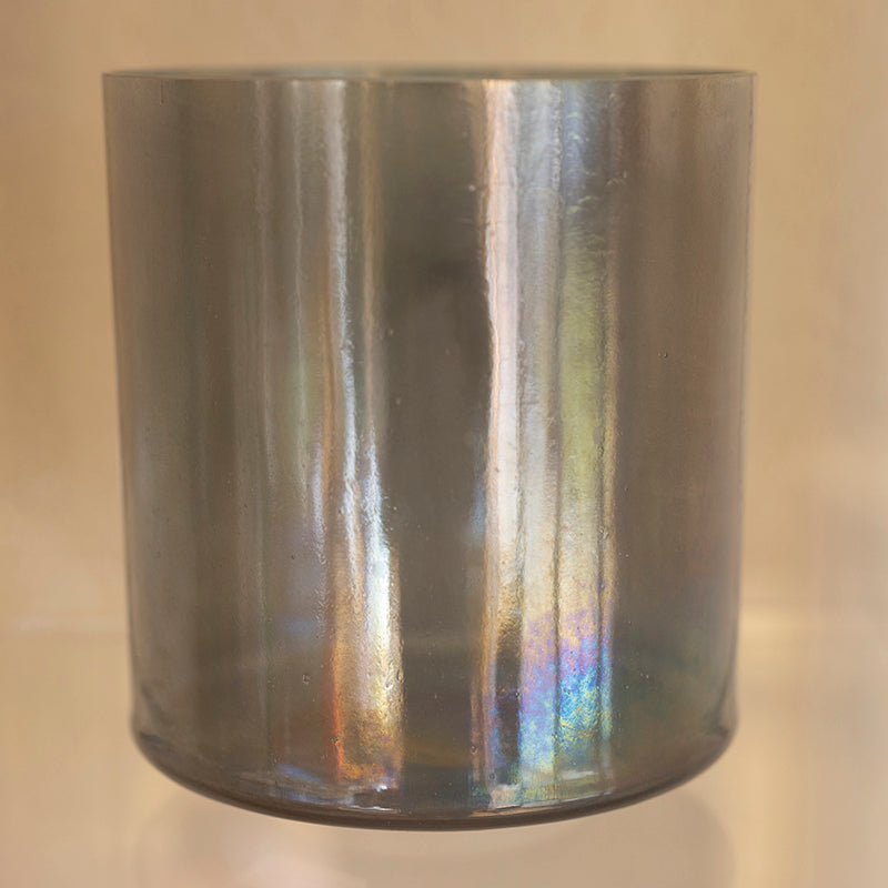 8-inch Crystal Tones C#+35 Moldavite Aqua Aura Gold Alchemy Crystal Singing Bowl with intricate inside design