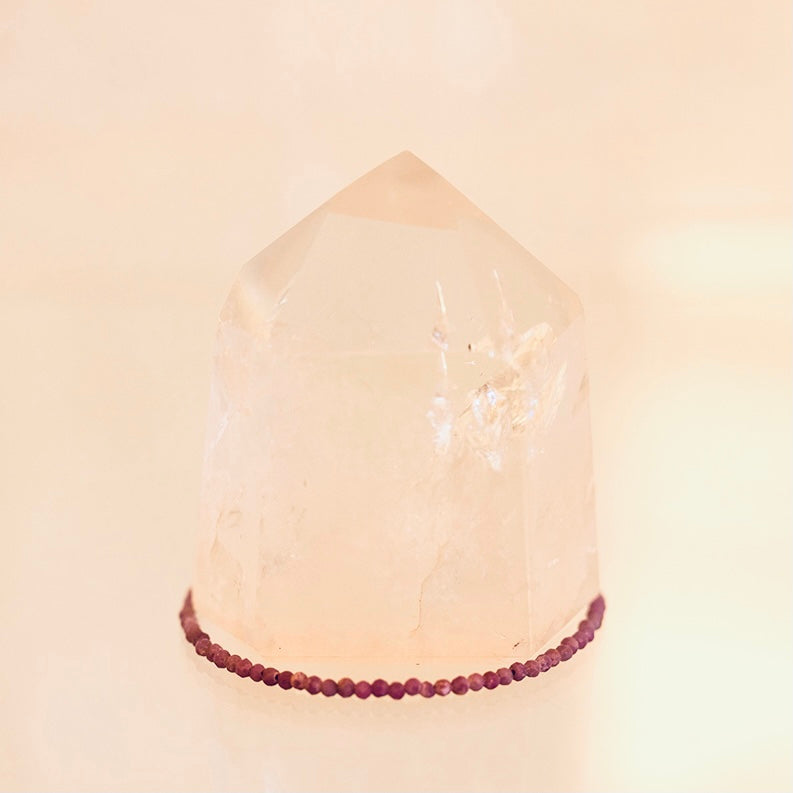 Dainty Grade AAA Ruby bracelet with sparkling red gemstones from Sacred Light Soundbaths and Crystals.