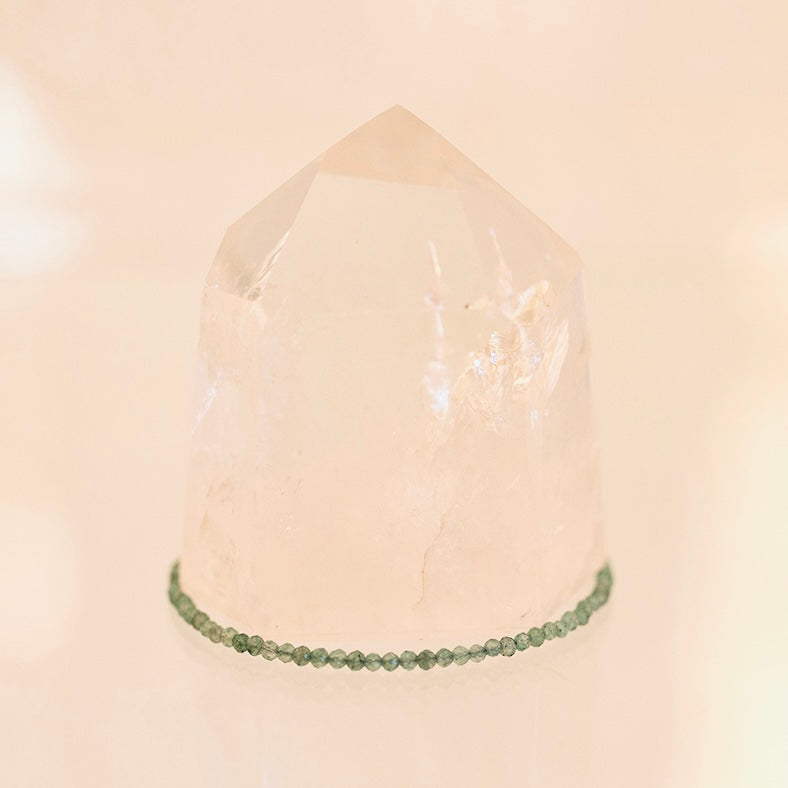 Dainty green aventurine bracelet from Milk and Honey featuring polished gemstone beads and a delicate adjustable chain.