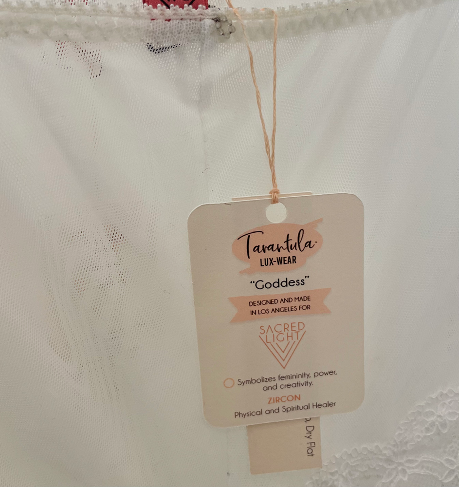Limited Edition Goddess White Italian Lace with Zircon Gem Embellishment Underwear by Tarantula for Sacred Light